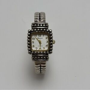 Vintage Geneva Platinum Women’s Watch Cuff Bracelet Stretch Working